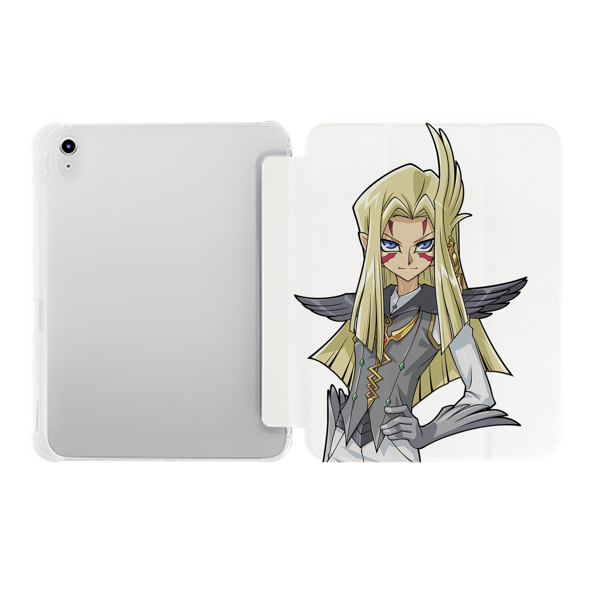 （画像用） 遊☆戯☆王 Yu-Gi-Oh! IPad ケース ペン収納付き 三つ折りスタンド PUレザー×シリコン 対応機種9.5/10.5/10.9インチ